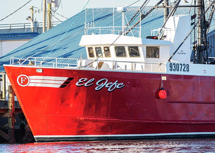 Fishing Greeting Card featuring the photograph Fishing Vessel El Jefe at Dock in Beaufort NC by Bob Decker