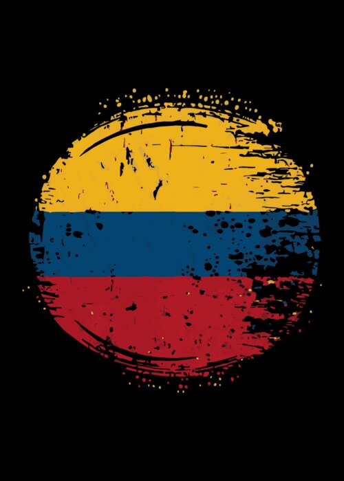 Colombian Heritage Greeting Card featuring the digital art Flag of Colombia Distressed by Flippin Sweet Gear