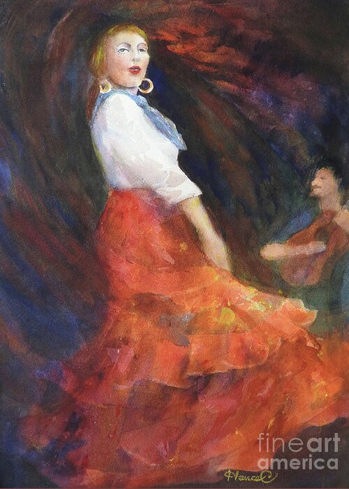Nancy Charbeneau Greeting Card featuring the painting Flamenco 2 by Nancy Charbeneau
