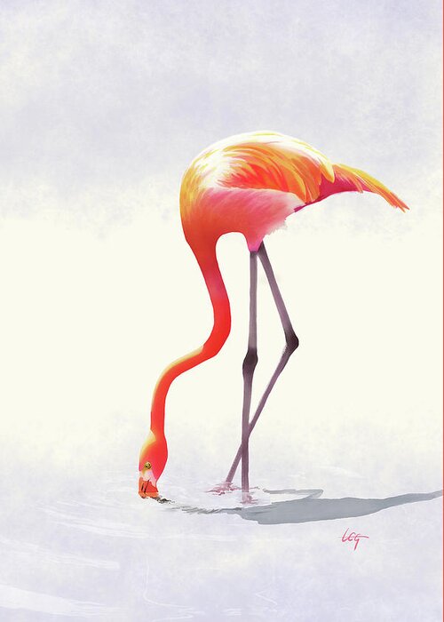 Flamingo Greeting Card featuring the painting Flamingo by Tom Gehrke