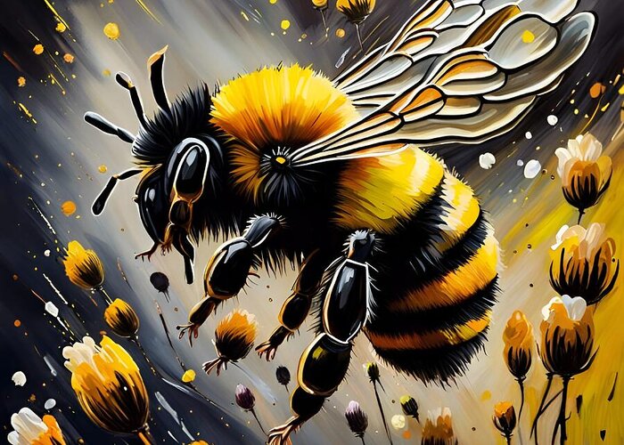 Ai Greeting Card featuring the digital art Flight of the Bumble Bee by Cindy's Creative Corner