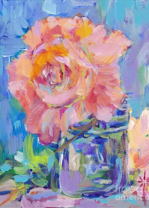 Peony Greeting Card featuring the painting Flow Peony by Jodie Marie Anne Richardson Traugott     aka jm-ART