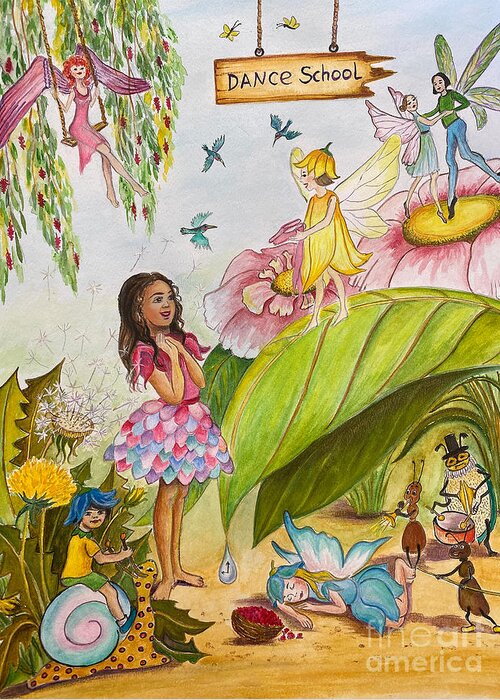 Fairy Greeting Card featuring the painting Flower Fairies by Ella Boughton