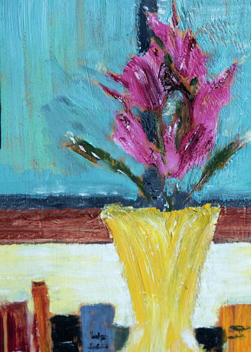  Greeting Card featuring the painting Flower in Vase by David McCready