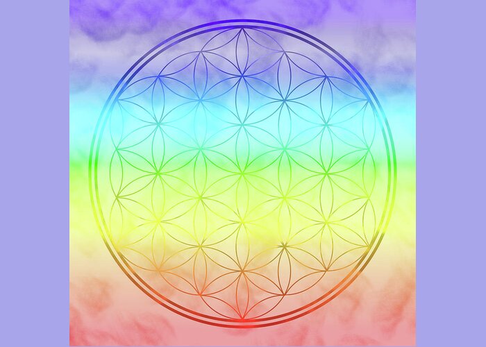 Flower Of Life Greeting Card featuring the digital art Flower of Life 1 by Angie Tirado