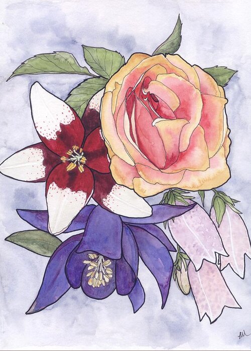 Watercolour Of Flowers Greeting Card featuring the painting Flower power by Lisa Mutch