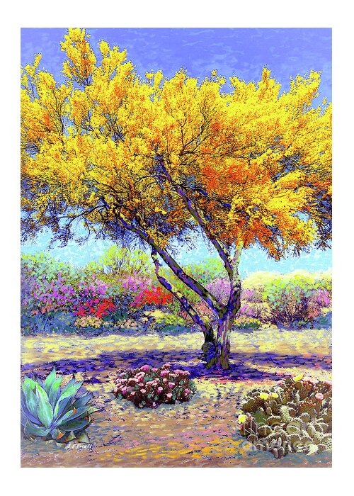 Tree Greeting Card featuring the painting Flowering Desert by Jane Small