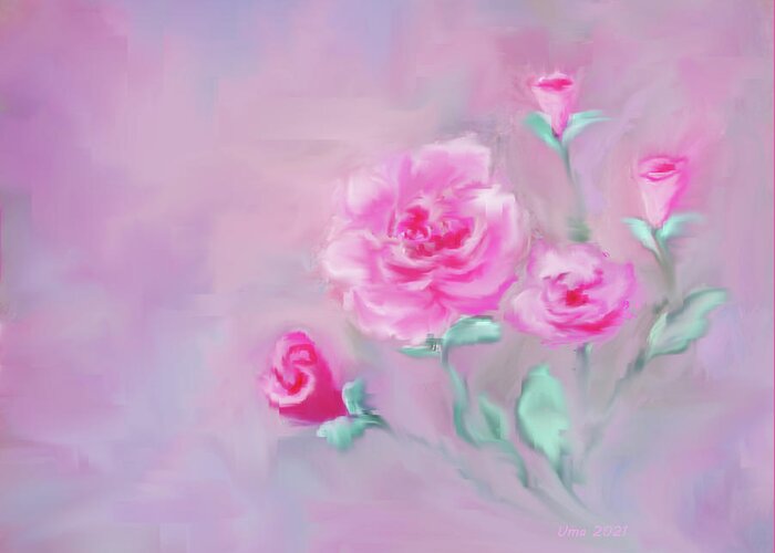Flowers Greeting Card featuring the digital art Flowers from my garden 16 by Uma Krishnamoorthy