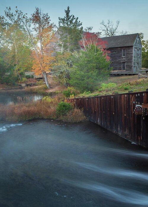 Autumn Greeting Card featuring the photograph Flowing Water Past The Mill by Kristia Adams