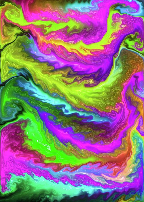 Fluid Greeting Card featuring the painting Fluid 05 Abstract Colorful Digital Painting by Matthias Hauser