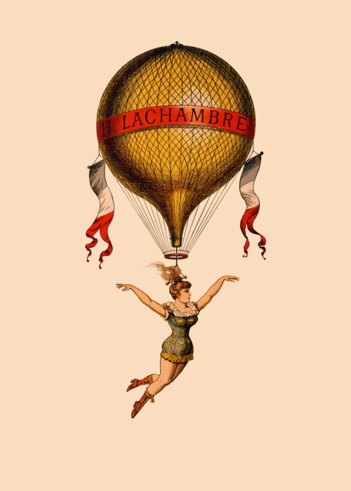 Circus Greeting Card featuring the digital art Flying Circus Lady by Madame Memento