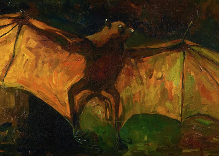 Vincent Van Gogh Greeting Card featuring the painting Flying Fox, Fruit Bat by Vincent van Gogh