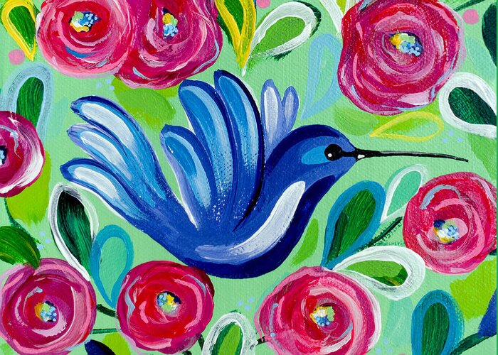 Hummingbird Greeting Card featuring the painting Flying High by Beth Ann Scott