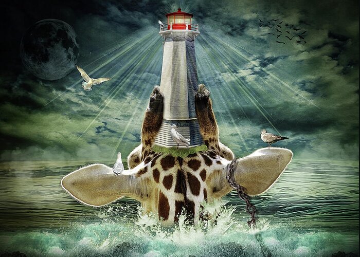 Giraffe Greeting Card featuring the digital art Follow Me by Maggy Pease