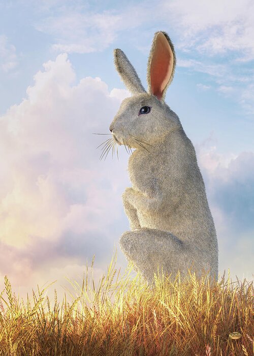 White Rabbit Greeting Card featuring the digital art Follow the White Rabbit by Daniel Eskridge