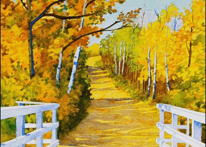 Yellow Brick Road Greeting Card featuring the painting Follow The Yellow Dirt Road by Teresa Trotter