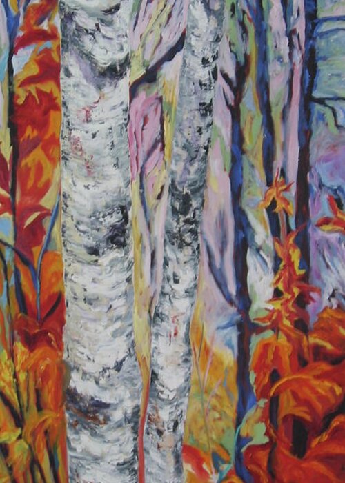  Greeting Card featuring the painting Forest Blaze by Erika Dick