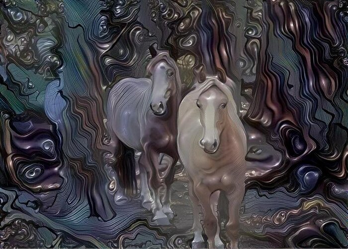Horse Greeting Card featuring the digital art Forest Trails 3 by Listen To Your Horse
