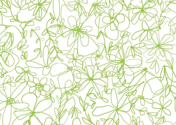 Flower Outline Greeting Card featuring the digital art Forget me Not - Green Floral Design by Patricia Awapara