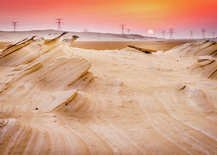 Abu Dhabi Greeting Card featuring the photograph Fossil Dunes at sunset by Alexey Stiop