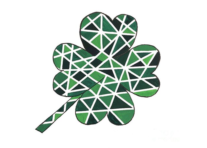 Four Leaf Clover Greeting Card featuring the mixed media Four Leaf Clover by Lisa Neuman