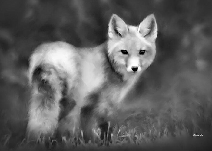 Fox Greeting Card featuring the photograph Fox Portrait Black And White by Christina Rollo