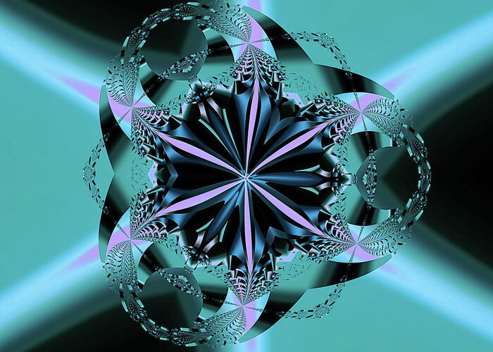 Abstract Greeting Card featuring the photograph Fractal Geometry in Blue and Violet by Lowell Monke