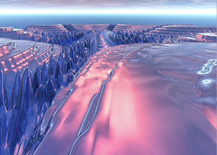 Glacier Greeting Card featuring the digital art Fractal Glacier Landscape by Phil Perkins