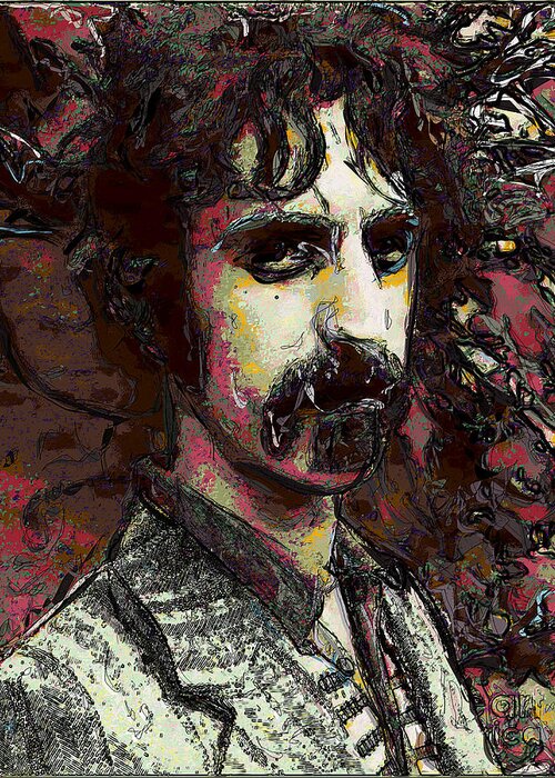 Zappa Greeting Card featuring the digital art Frank Zappa by David Lane