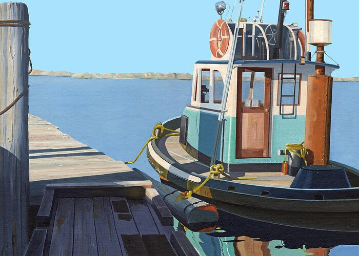 Tug Greeting Card featuring the painting Fraser River tug by Gary Giacomelli
