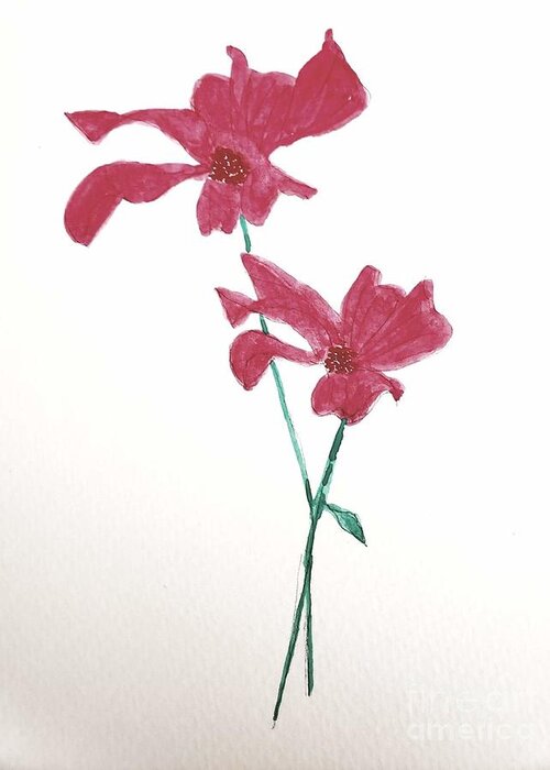  Greeting Card featuring the painting Free as a Blooming Red Flower by Margaret Welsh Willowsilk