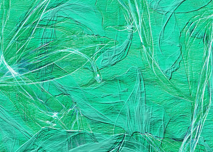 Abstract Ribbons Greeting Card featuring the digital art Free Indeed-blue green by Jacqueline Hamilton