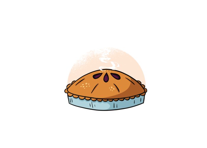 Fresh Apple Pie cartoon with hot steam Greeting Card by Norman W