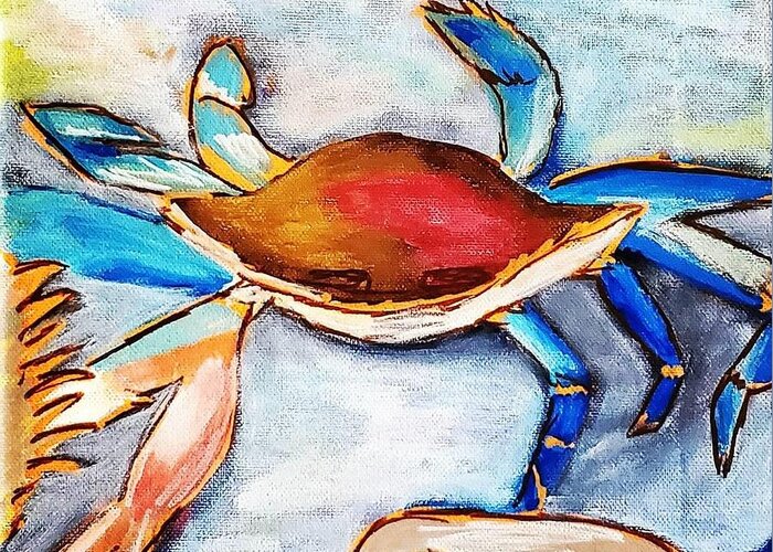 Crab Greeting Card featuring the painting Fresh Catch by Amy Kuenzie