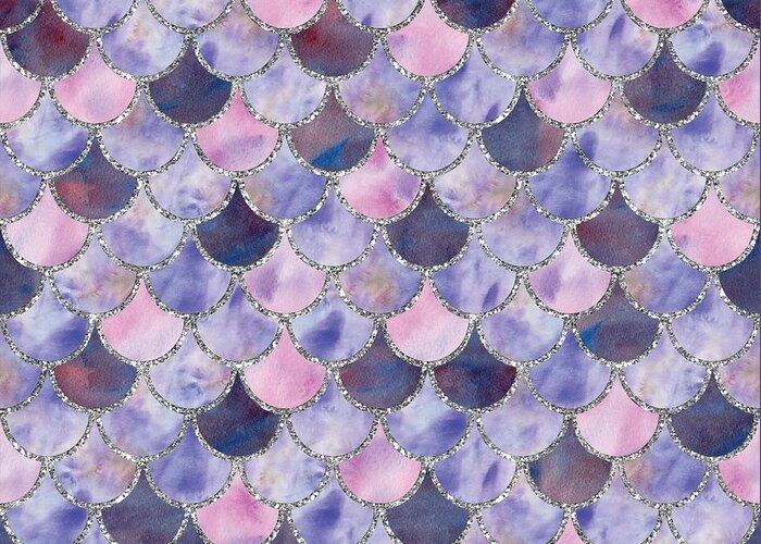 Mermaid Greeting Card featuring the digital art Fresh Purple Mermaid Scales by Sambel Pedes