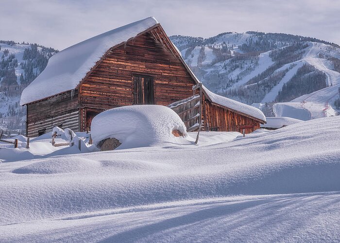 Steamboat Springs Greeting Card featuring the photograph Fresh Snow at the More Barn by Darren White