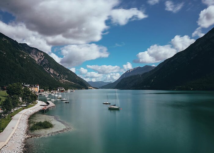 Landscapes Greeting Card featuring the photograph Freshwater lake Achensee by Vaclav Sonnek
