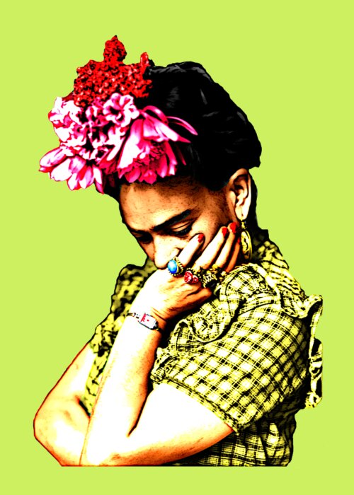 Frida Kahlo Greeting Card featuring the digital art Frida Kahlo Artist Portrait by Madame Memento