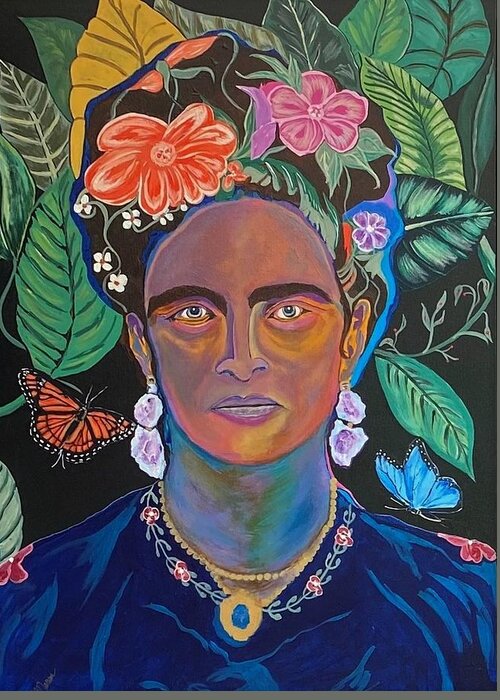  Greeting Card featuring the painting Frida Kahlo by Bill Manson