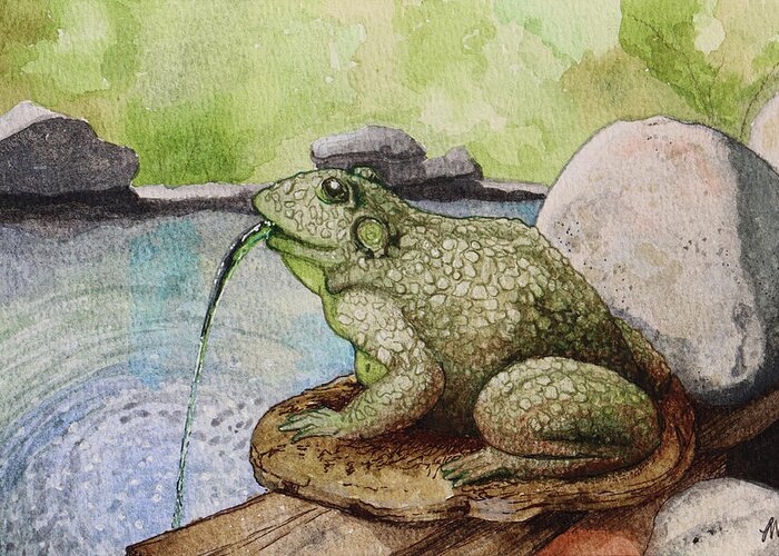 Frog Greeting Card featuring the painting Frog pond by Lisa Mutch