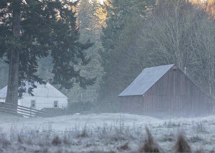 Frost Greeting Card featuring the photograph Frosty Morning on the Farm by Randy Hall