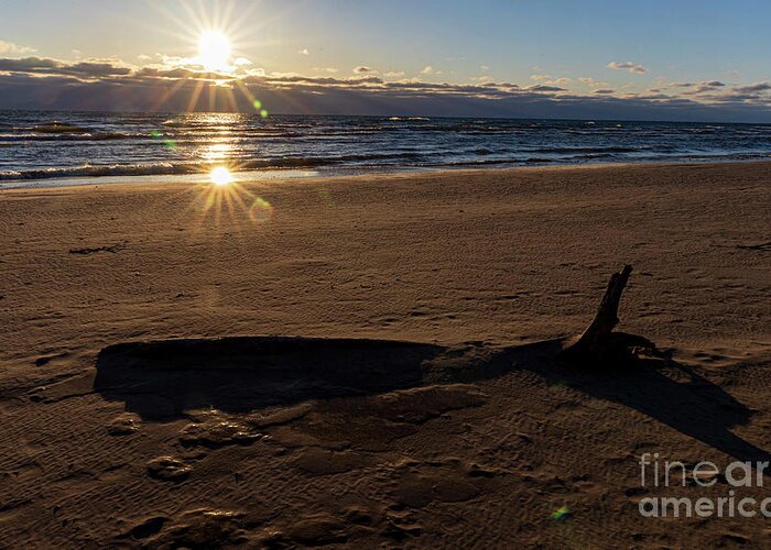 Sunrise Greeting Card featuring the photograph Frozen sand sunrise 2 by Eric Curtin