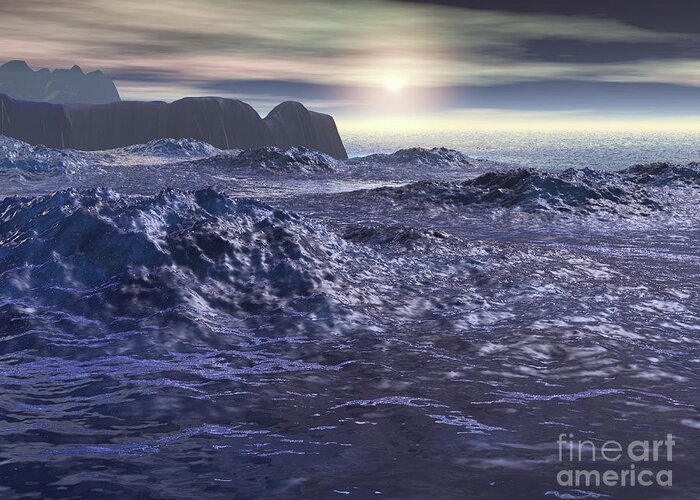 Neptune Greeting Card featuring the digital art Frozen Sea of Neptune by Phil Perkins
