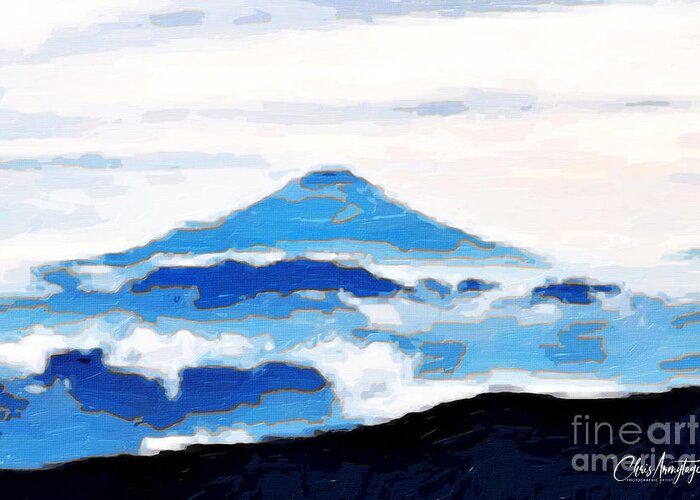 Abstract Greeting Card featuring the digital art Fuji with Clouds Abstract by Chris Armytage