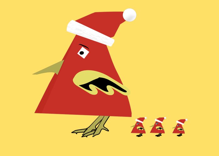Funny Christmas Triangle Bird Greeting Card featuring the digital art Funny Christmas Triangle Bird by Bob Pardue