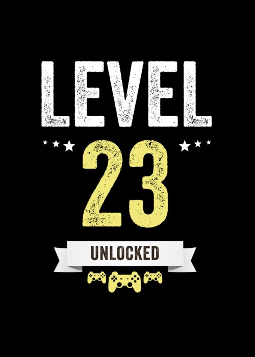 Funny Vintage Level 23 Unlocked Video Gamer Birthday Greeting Card by Jane  Keeper