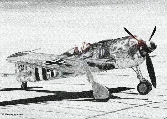 Aviation Greeting Card featuring the digital art Fw-190a by Douglas Castleman