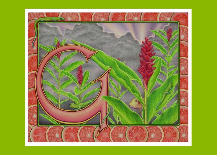 Kim Mcclinton Greeting Card featuring the drawing G is for Gecko by Kim McClinton