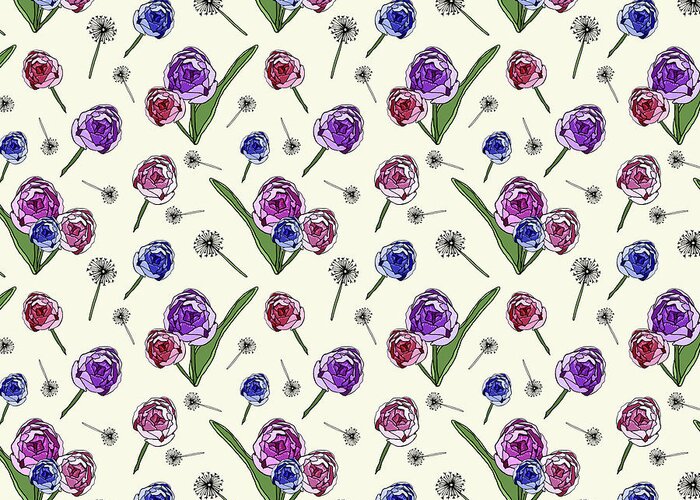  Greeting Card featuring the digital art Garden Flowers Pattern - X-Large Scale by Lisa Blake