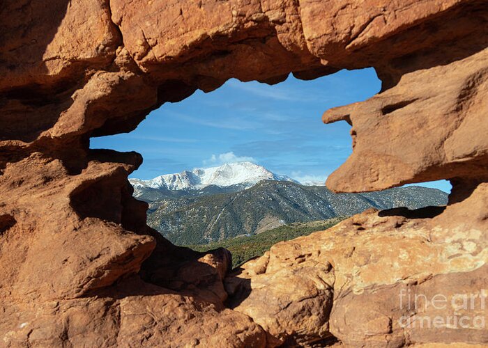 Garden Of The Gods; Art Prints Greeting Card featuring the photograph Garden of the Gods and Pikes Peak by Steven Krull